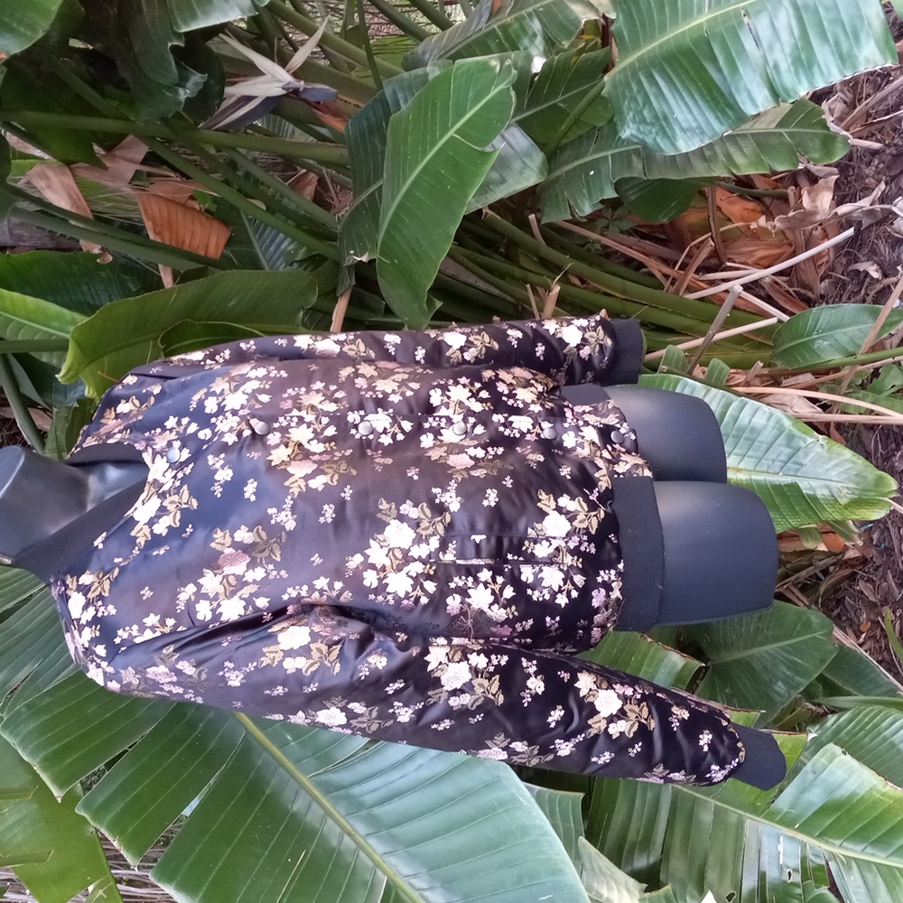 Brandy Melville dark floral satin bomber jacket